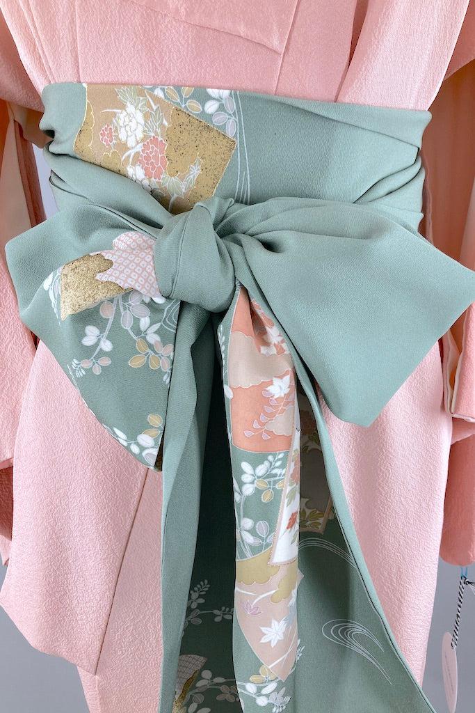 Vintage Pink Ombre Silk Crepe Kimono-ThisBlueBird