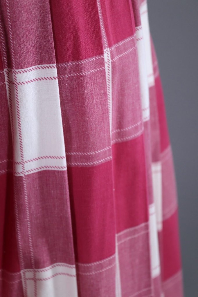 Vintage Pink Plaid Pleated Skirt - ThisBlueBird