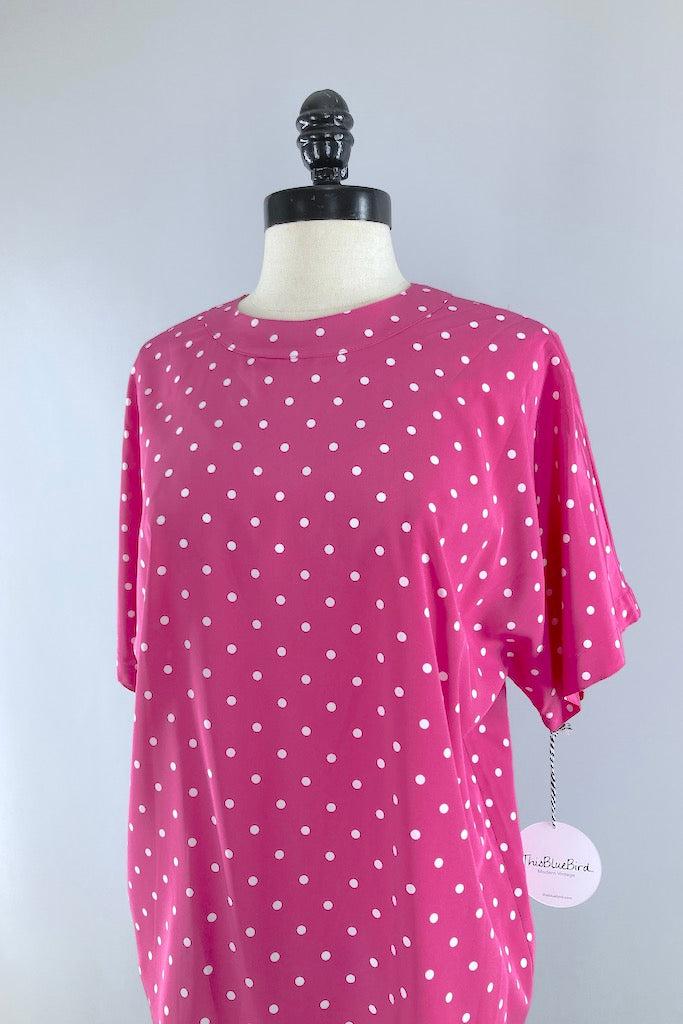 Vintage Pink Polka Dot Blouse-ThisBlueBird