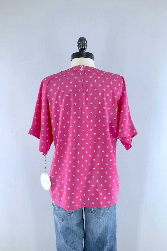 Vintage Pink Polka Dot Blouse-ThisBlueBird