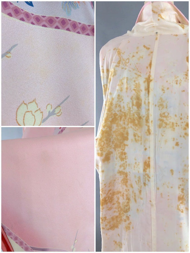 Vintage Pink &amp; Purple Floral Silk Kimono Robe-ThisBlueBird - Modern Vintage