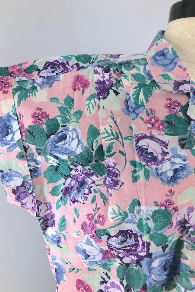 Vintage Pink Rose Print Summer Shirt-ThisBlueBird