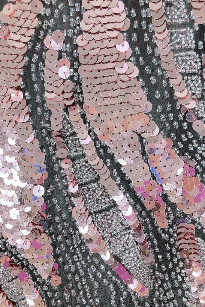 Vintage Pink Sequined Silk Chiffon Top-ThisBlueBird
