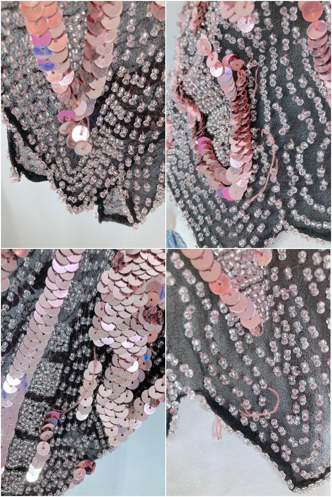 Vintage Pink Sequined Silk Chiffon Top-ThisBlueBird