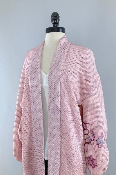 Vintage Pink Shibori Silk Kimono Jacket-ThisBlueBird