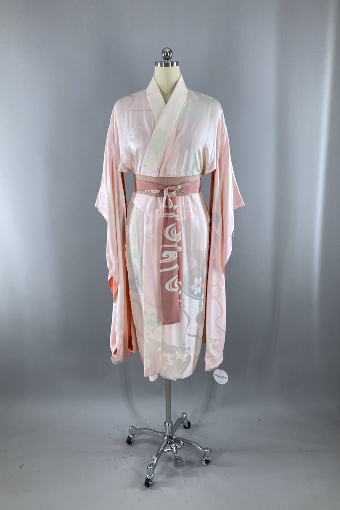 Vintage Pink Silk Juban Kimono Robe-ThisBlueBird - Modern Vintage