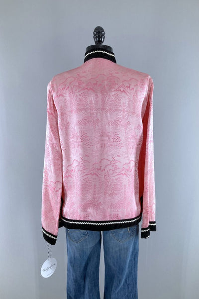 Vintage Pink Velvet Mandarin Top-ThisBlueBird