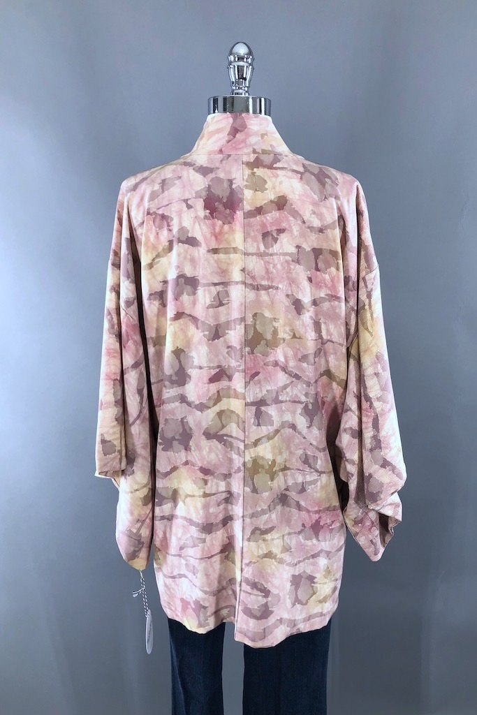Vintage Pink Watercolor Silk Kimono Cardigan-ThisBlueBird - Modern Vintage