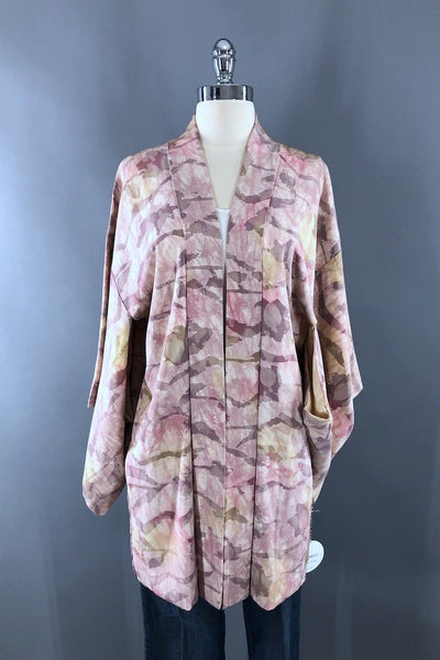 Vintage Pink Watercolor Silk Kimono Cardigan-ThisBlueBird - Modern Vintage