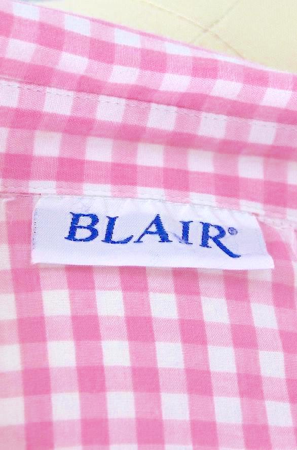 Vintage Pink &amp; White Gingham Blouse-ThisBlueBird