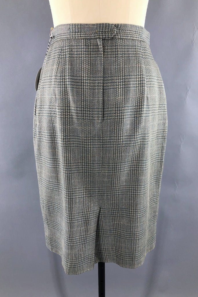 Vintage Plaid Silk Pencil Skirt-ThisBlueBird - Modern Vintage