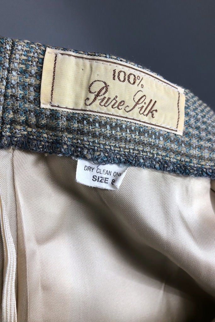 Vintage Plaid Silk Pencil Skirt-ThisBlueBird - Modern Vintage