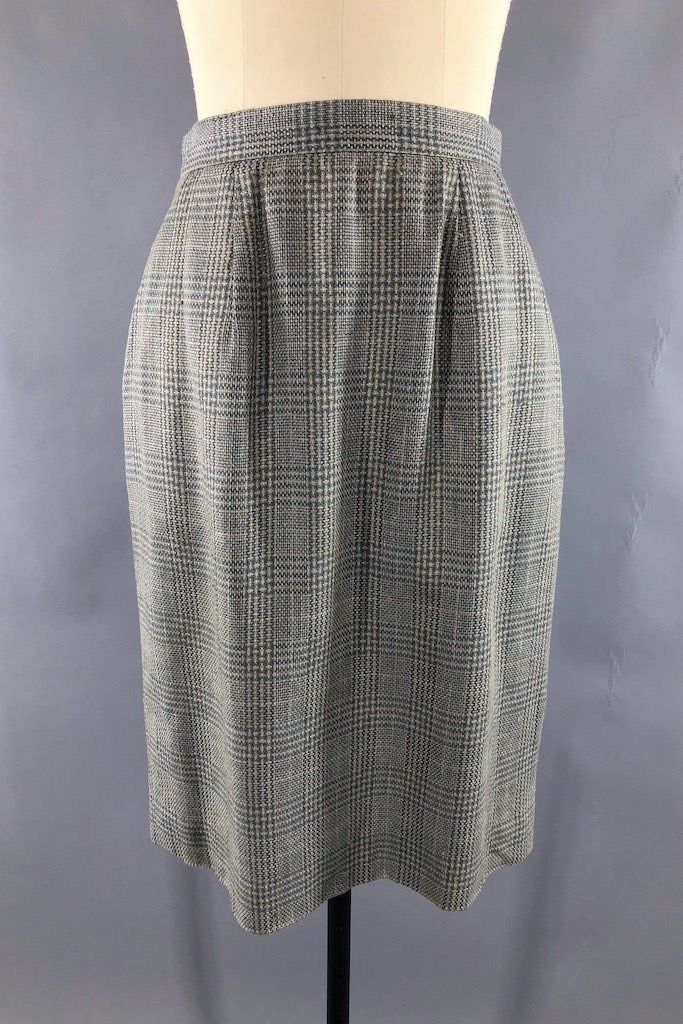 Vintage Plaid Silk Pencil Skirt-ThisBlueBird - Modern Vintage