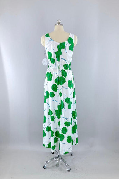 Vintage Preppy Floral Print Maxi Dress-ThisBlueBird