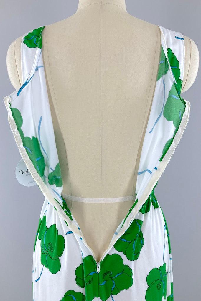Vintage Preppy Floral Print Maxi Dress-ThisBlueBird