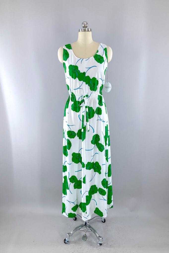 Vintage Preppy Floral Print Maxi Dress-ThisBlueBird
