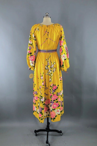 Vintage Preppy Yellow Floral Dress-ThisBlueBird - Modern Vintage