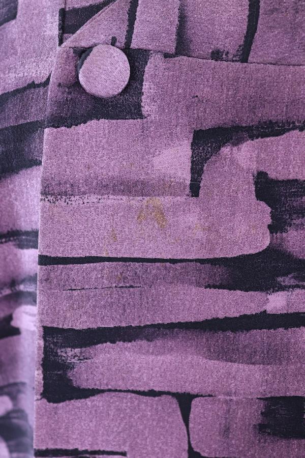 Vintage 1970s Michiyuki Kimono Coat / Purple &amp; Black Abstract - ThisBlueBird