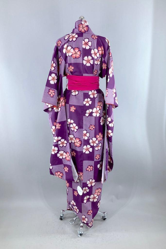 Vintage Purple Floral Furisode Kimono-ThisBlueBird