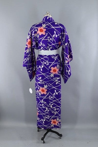Vintage Purple Floral Kimono Robe-ThisBlueBird - Modern Vintage