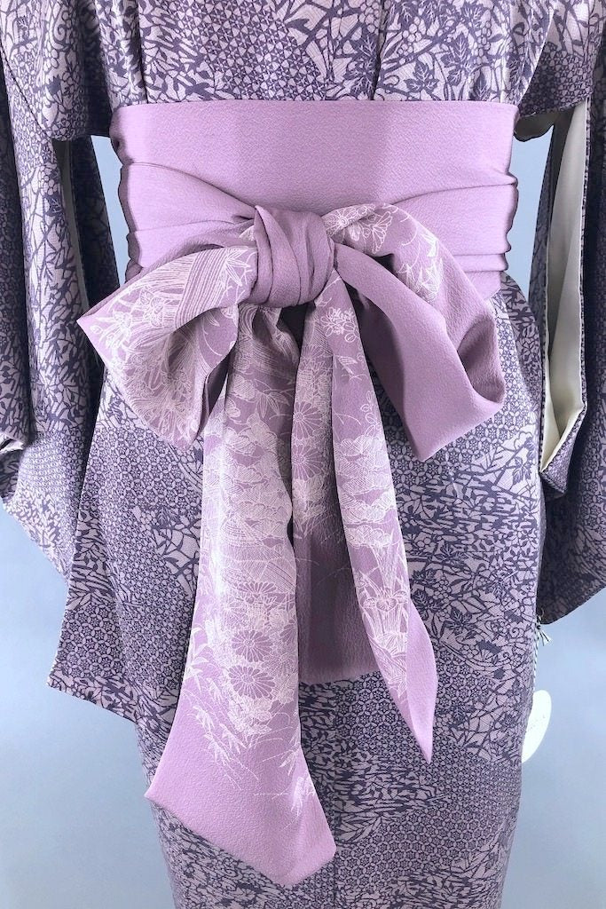 Vintage Purple Floral Silk Kimono Robe-ThisBlueBird - Modern Vintage