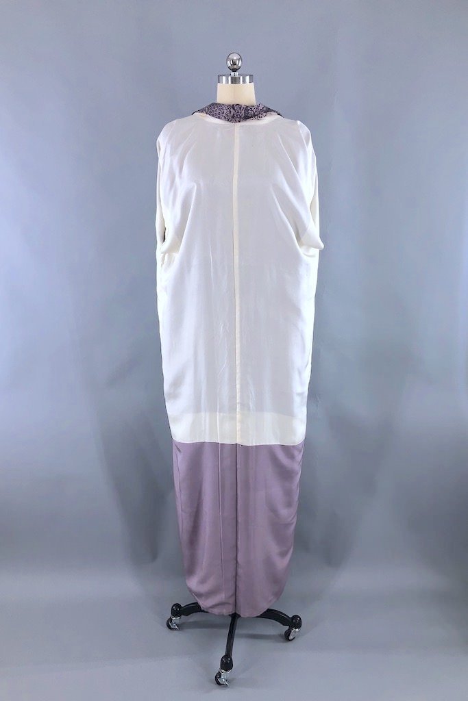 Vintage Purple Floral Silk Kimono Robe-ThisBlueBird - Modern Vintage
