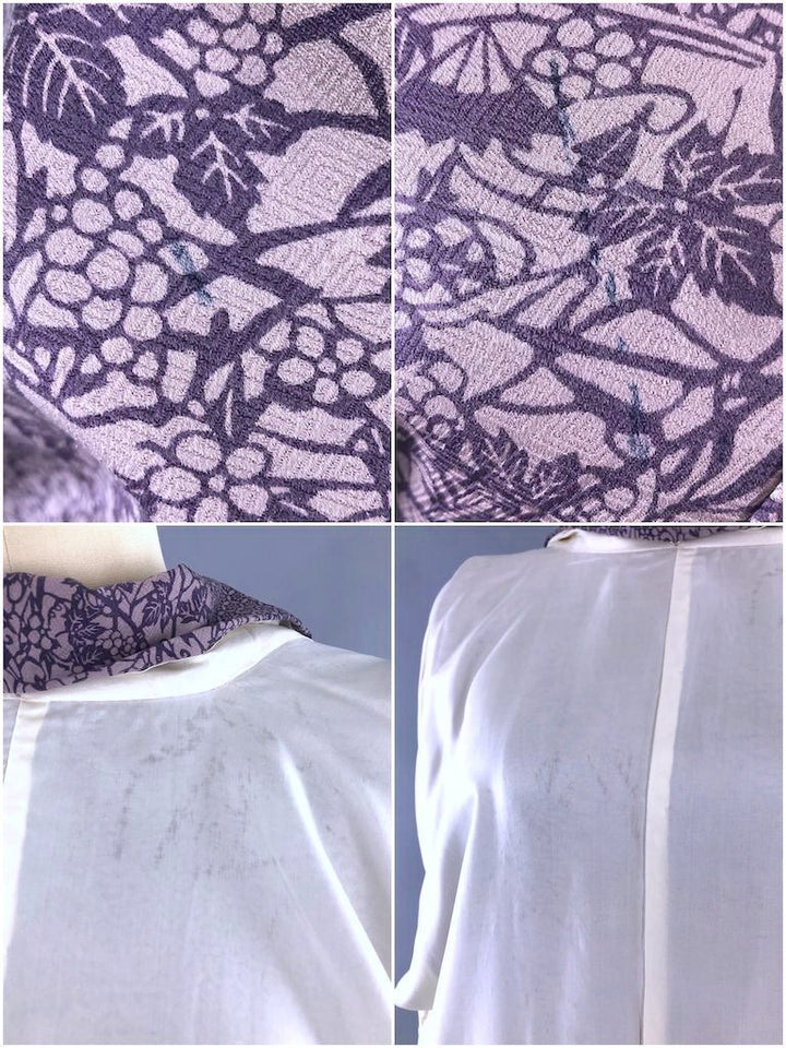 Vintage Purple Floral Silk Kimono Robe-ThisBlueBird - Modern Vintage