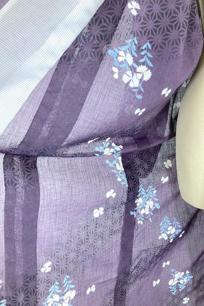 Vintage Purple Floral Summer Kimono Robe-ThisBlueBird
