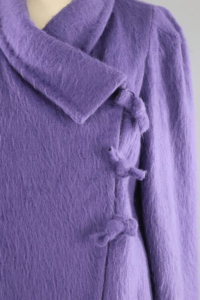Vintage Purple Fuzzy Bow Front Jacket - ThisBlueBird