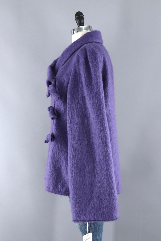 Vintage Purple Fuzzy Bow Front Jacket - ThisBlueBird