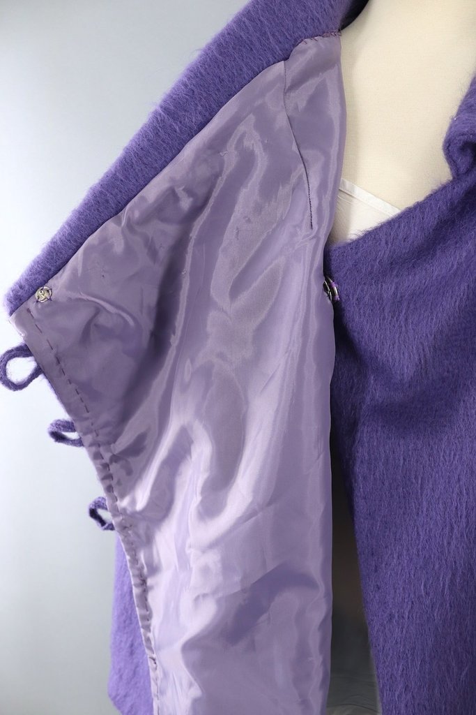 Vintage Purple Fuzzy Bow Front Jacket - ThisBlueBird