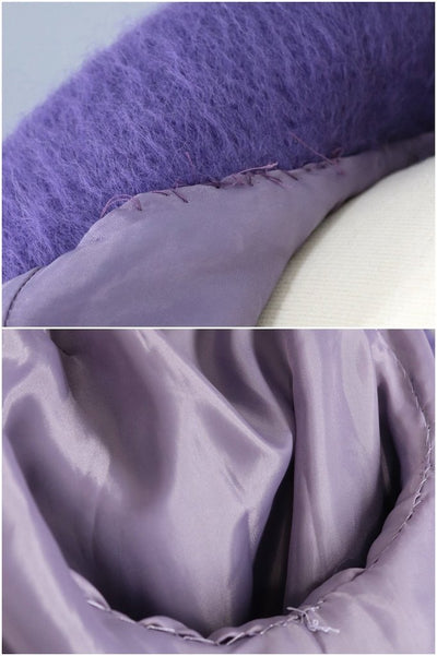 Vintage Purple Fuzzy Bow Front Jacket - ThisBlueBird