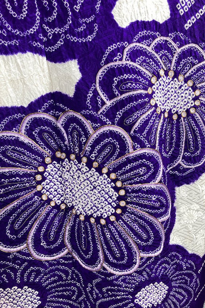 Vintage Purple & Gold Embroidered Shibori Silk Kimono Robe-ThisBlueBird