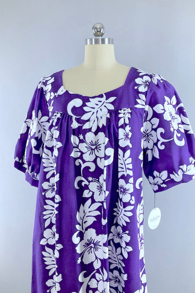 Vintage Purple Hawaiian Maxi Dress-ThisBlueBird