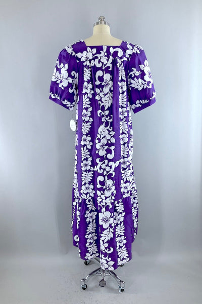 Vintage Purple Hawaiian Maxi Dress-ThisBlueBird