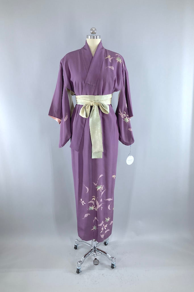 Vintage Purple Maple Kimono Robe-ThisBlueBird