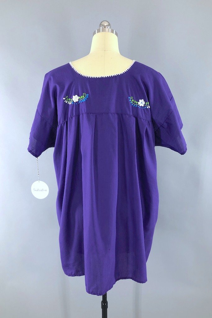 Vintage Purple Mexican Embroidered Plus Size Tunic-ThisBlueBird - Modern Vintage