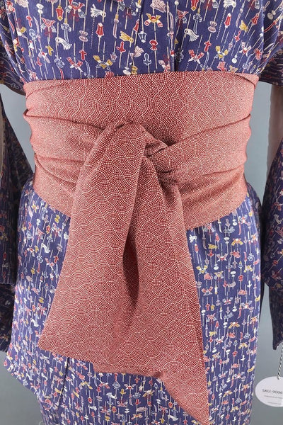 Vintage Purple Novelty Print Silk Kimono Robe-ThisBlueBird - Modern Vintage