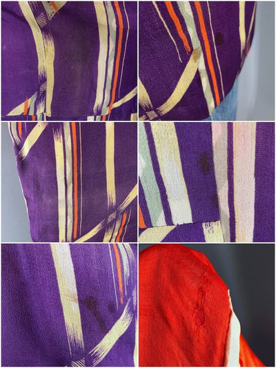 Vintage Purple Padded Silk Kimono Cardigan-ThisBlueBird - Modern Vintage
