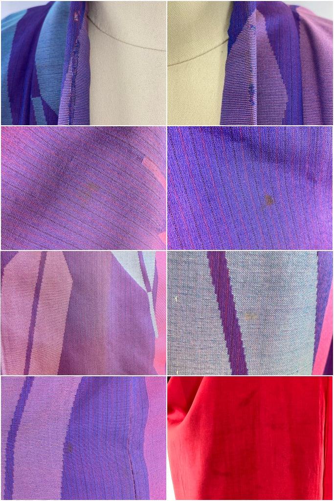 Vintage Purple &amp; Pink Arrows Silk Kimono-ThisBlueBird
