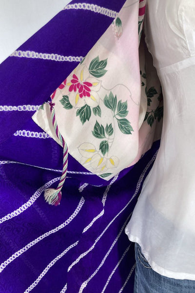 Vintage Purple Shibori Silk Kimono Cardigan-ThisBlueBird