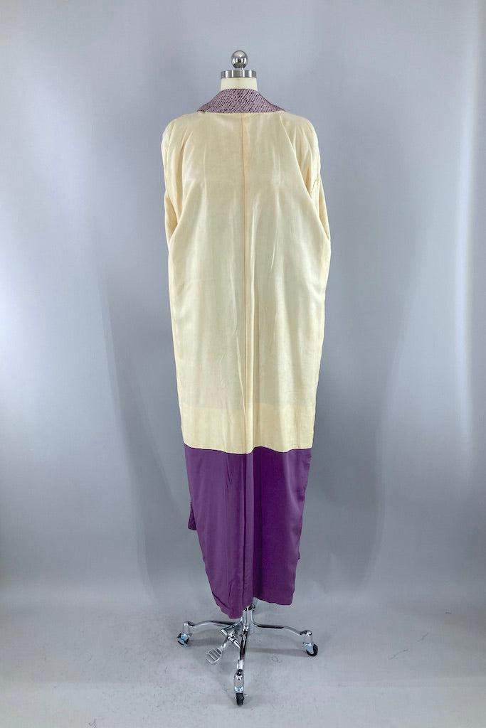 Vintage Purple Shibori Silk Kimono Robe-ThisBlueBird