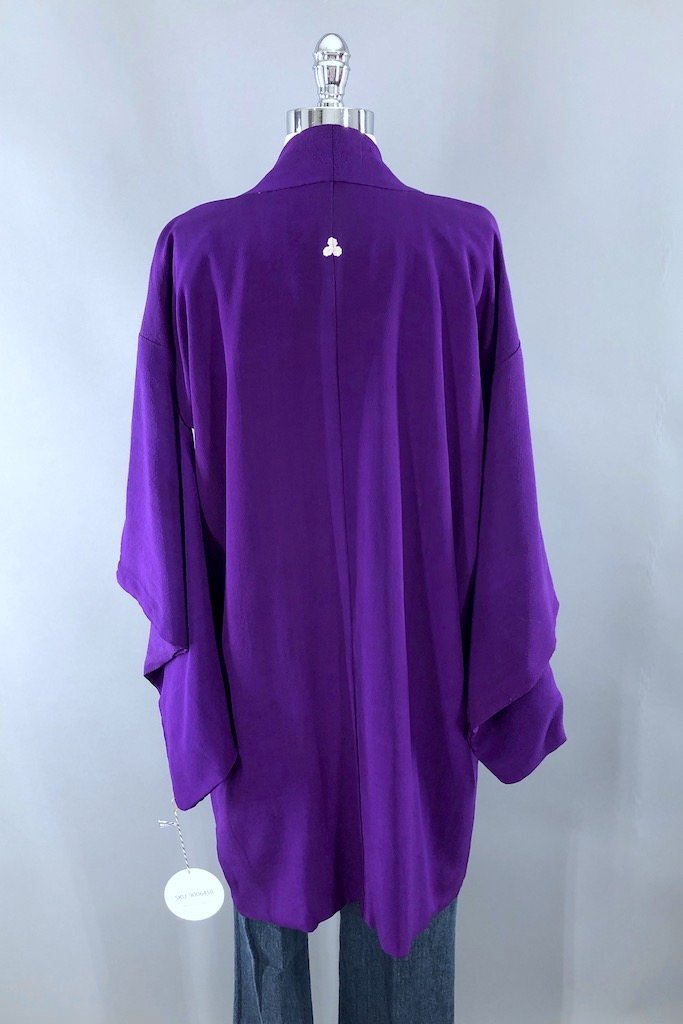 Vintage Purple Silk Kimono Cardigan-ThisBlueBird - Modern Vintage