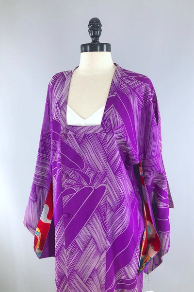 Vintage Purple Silk Kimono Jacket-ThisBlueBird - Modern Vintage