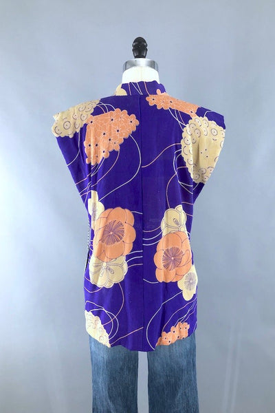 Vintage Purple Silk Kimono Vest-ThisBlueBird - Modern Vintage