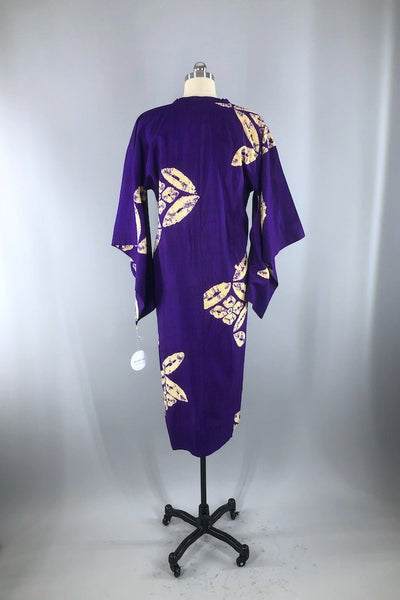 Vintage Purple Silk Shibori Kimono Jacket-ThisBlueBird - Modern Vintage