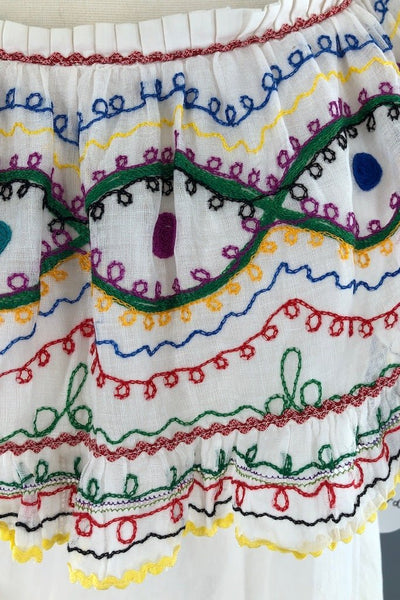 Vintage Rainbow Embroidered Cotton Tunic Blouse-ThisBlueBird - Modern Vintage