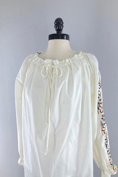 Vintage Rainbow Floral Embroidered Tunic-ThisBlueBird