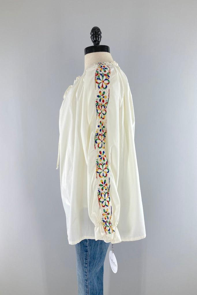 Vintage Rainbow Floral Embroidered Tunic-ThisBlueBird