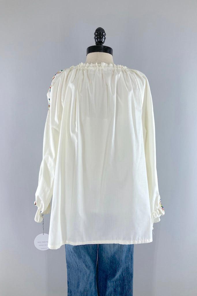 Vintage Rainbow Floral Embroidered Tunic-ThisBlueBird